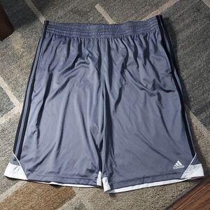 Adidas Men's Grey and White Athletic Shorts